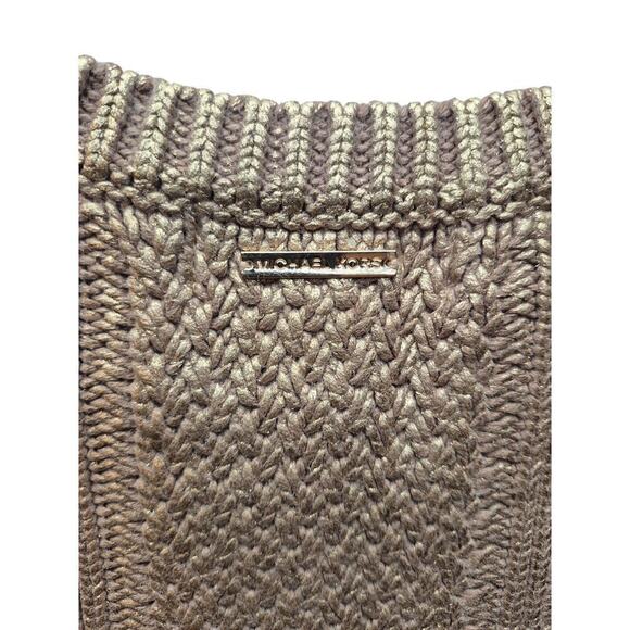 MICHAEL KORS RUBBED GOLD METALLIC PULLOVER SWEATER CHUNKY KNIT SIZE M NWOT - Picture 6 of 6